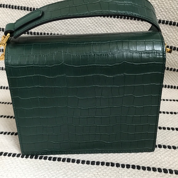 JW Pei Mini Flap Crossbody Dark Green Croc - Picture 7 of 11